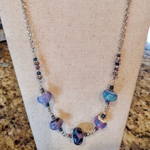 Sterling Silver handcrafted purple bead necklace